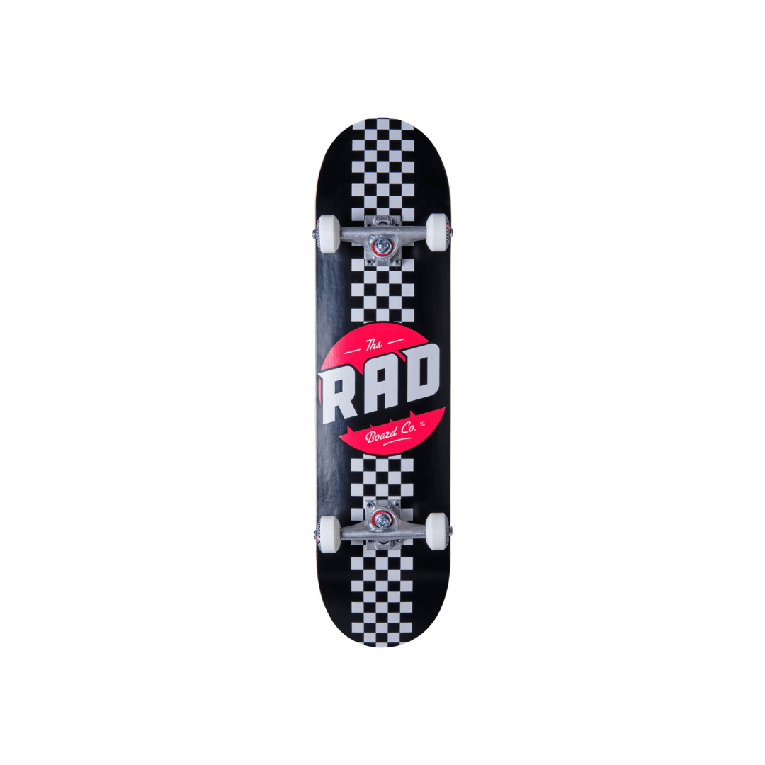 RAD Checker Stripe Skateboard Completo 7.25" - Nero