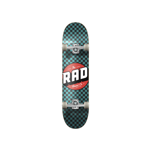 RAD Checkers Progressive Skateboard Completo  7.25" - Nero/Verde acqua