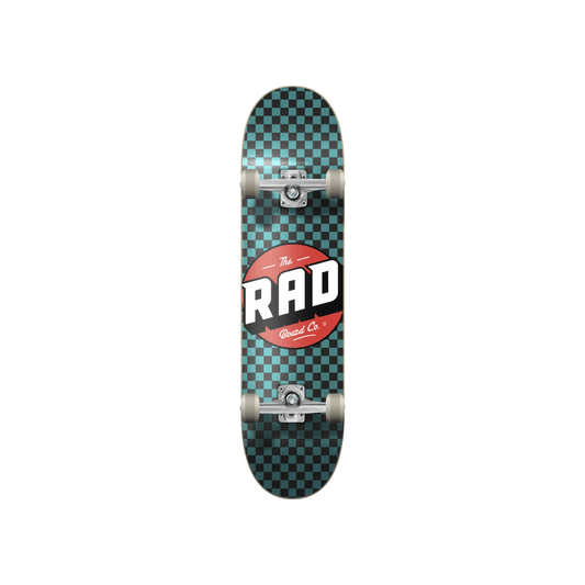 RAD Checkers Progressive Skateboard Completo  7.25" - Nero/Verde acqua